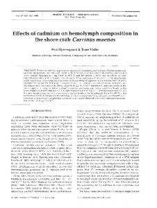 Effects of cadmium on hemolymph composition in the ... - Inter Research
