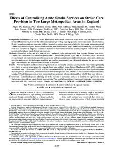 Effects of Centralizing Acute Stroke Services on Stroke Care Provision ...