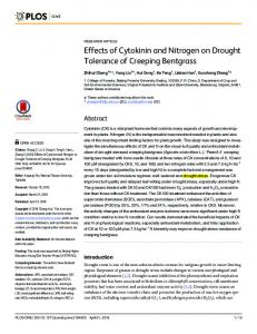 Effects of Cytokinin and Nitrogen on Drought Tolerance of ... - PLOS