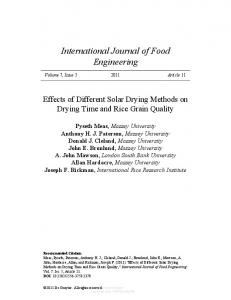 Effects of Different Solar Drying Methods on Drying ...