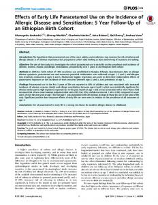 Effects of Early Life Paracetamol Use on the ... - Semantic Scholar