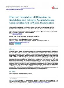 Effects of Inoculation of Rhizobium on Nodulation and Nitrogen ...