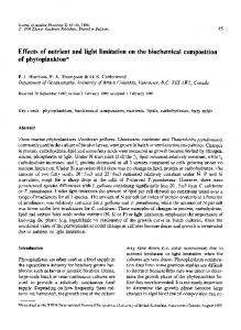 Effects of nutrient and light limitation on the ... - Springer Link