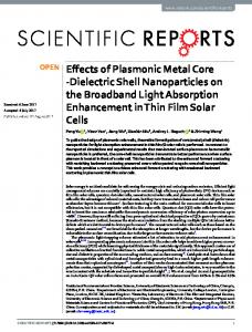Effects of Plasmonic Metal Core -Dielectric Shell ...www.researchgate.net › publication › fulltext › Effects-of