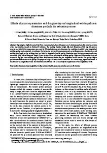 Effects of process parameters and die geometry on ... - Springer Link