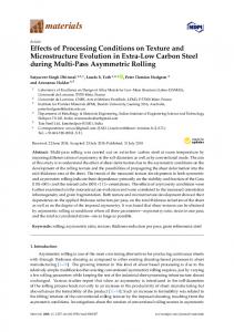 Effects of Processing Conditions on Texture and Microstructure ... - MDPI