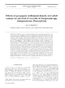 Effects of propagule settlement density and adult ... - Inter Research