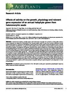 Effects of salinity on the growth, physiology and ... - Semantic Scholar