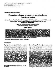 Effects of seed priming on germination in Gladiolus - African Journals ...