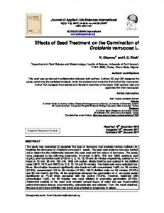 Effects of Seed Treatment on the Germination of ... - Journal Repository