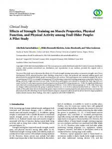 Effects of Strength Training on Muscle Properties, Physical Function ...