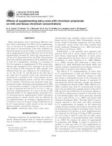 Effects of supplementing dairy cows with chromium propionate on milk ...