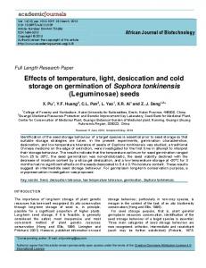 Effects of temperature, light, desiccation and cold storage on ...