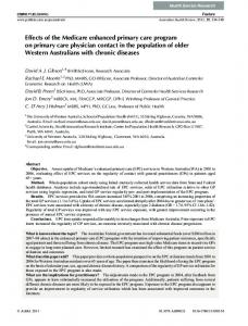 Effects of the Medicare enhanced primary care ... - CSIRO Publishing