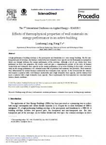 Effects of Thermophysical Properties of Wall Materials on ... - Core