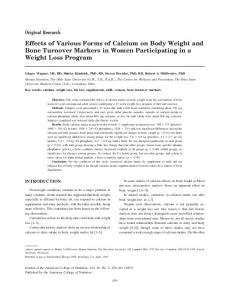 Effects of Various Forms of Calcium on Body Weight and Bone