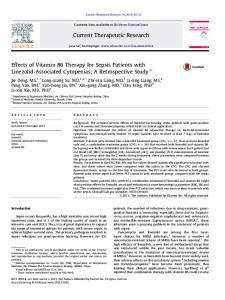 Effects of Vitamin B6 Therapy for Sepsis Patients with Linezolid ...