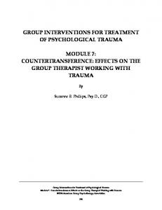 Effects on the Group Therapist Working with Trauma - American Group ...