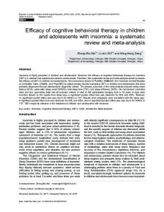 Efficacy of cognitive behavioral therapy in children