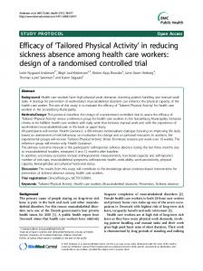 Efficacy of 'Tailored Physical Activity' in reducing sickness absence ...