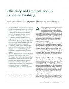 Efficiency and Competition in Canadian Banking - Bank of Canada