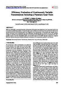 Efficiency Evaluation of Continuously Variable ... - CiteSeerX