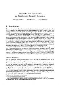 Efficient code motion and an adaption to strength ... - Springer Link