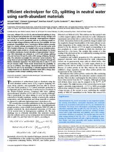 Efficient electrolyzer for CO2 splitting in neutral water using ... - PNAS