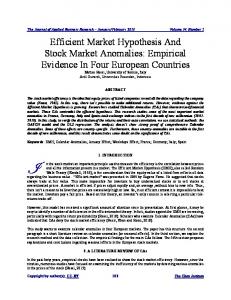 Efficient Market Hypothesis And Stock Market Anomalies: Empirical