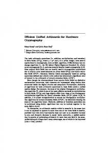 Efficient Unified Arithmetic for Hardware Cryptography - CiteSeerX