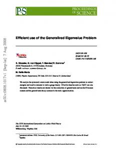 Efficient use of the Generalized Eigenvalue Problem