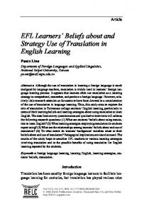 EFL Learners' Beliefs about and Strategy Use of Translation in ...
