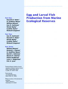 Egg and Larval Fish Production from Marine Ecological Reserves