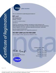 EIT, LLC ISO 9001:2008 and AS 9100:2009