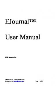 EJournal User Manual - VRX Company Inc.