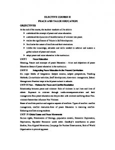 ELECTIVE COURSE II PEACE AND VALUE EDUCATION ...