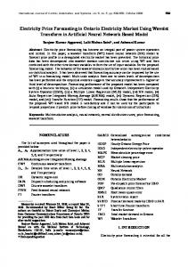 Electricity Price Forecasting in Ontario Electricity Market ... - CiteSeerX