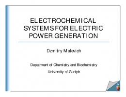 ELECTROCHEMICAL SYSTEMS FOR ELECTRIC POWER ...