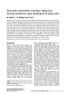 Electrode worksheet interface behaviour during resistance spot ...