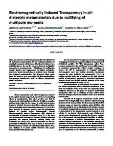 Electromagnetically Induced Transparency in all- dielectric ... - arXiv