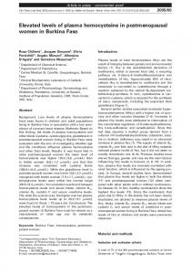 Elevated levels of plasma homocysteine in postmenopausal women in ...