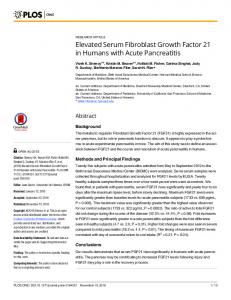 Elevated Serum Fibroblast Growth Factor 21 in ... - Semantic Scholar