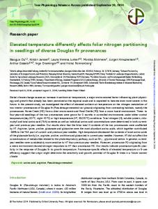 Elevated temperature differently affects foliar nitrogen ...