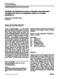 Elicitation of antioxidant secondary metabolites with