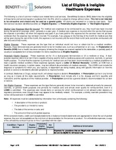 Eligible & Ineligible expenses (2013)