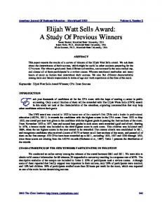 Elijah Watt Sells Award: A Study of Previous Winners.