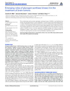 Emerging roles of glycogen synthase kinase 3 in the ... - BioMedSearch