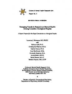 Emerging Trends in Research on Mental Health Among Canadian ...