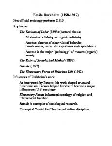 Emile Durkheim/Social Facts