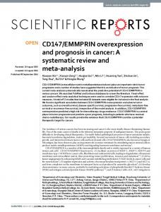 EMMPRIN overexpression and prognosis